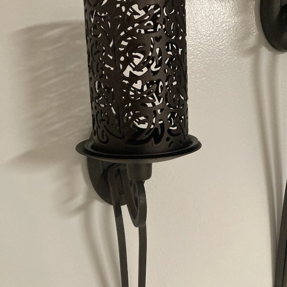 Party Lite Metal Sconces plus, cut out candle sleeve set! Vintage Bronze Finish - Picture 2 of 16